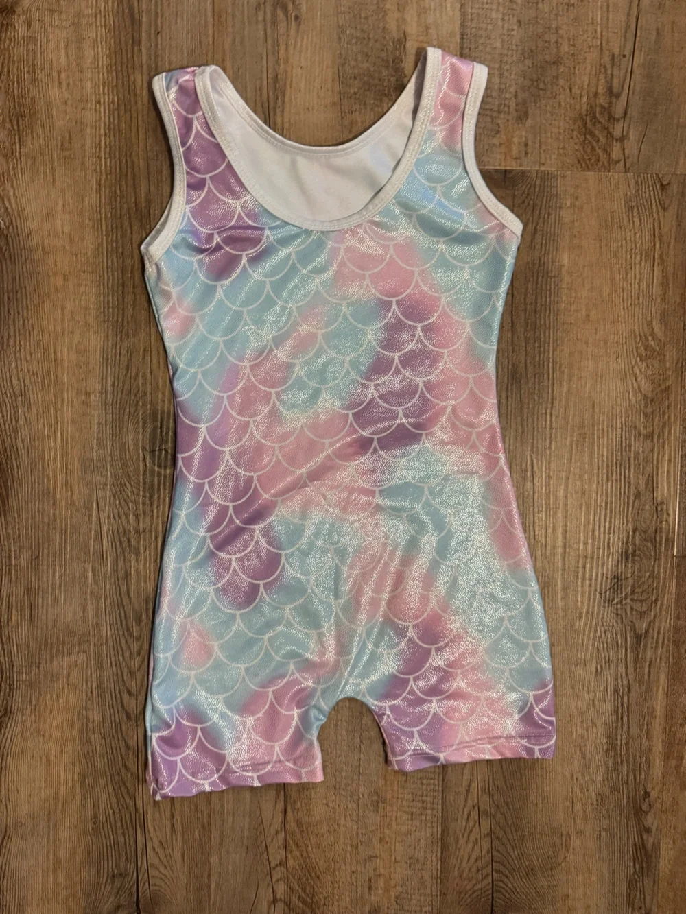 Kids Mermaid Scale One-Piece Leotard - Pink Blue Purple
